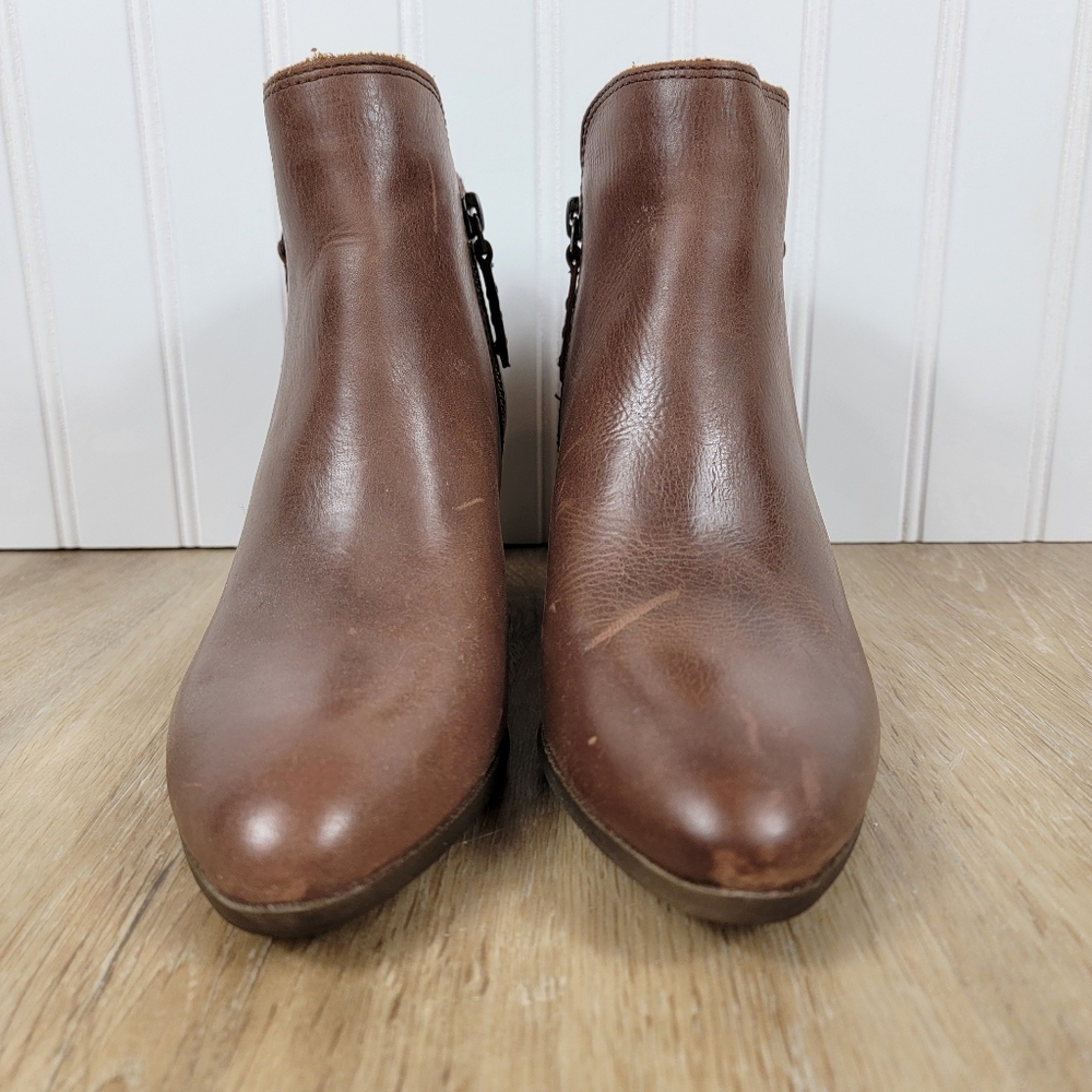 Frye Judith Brown Leather Double Zip Ankle Boots - Picture 2 of 10